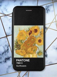 Чохол-книжка з малюнком для iPhone XS MAX Чорний :: Соняхи (принт 81)