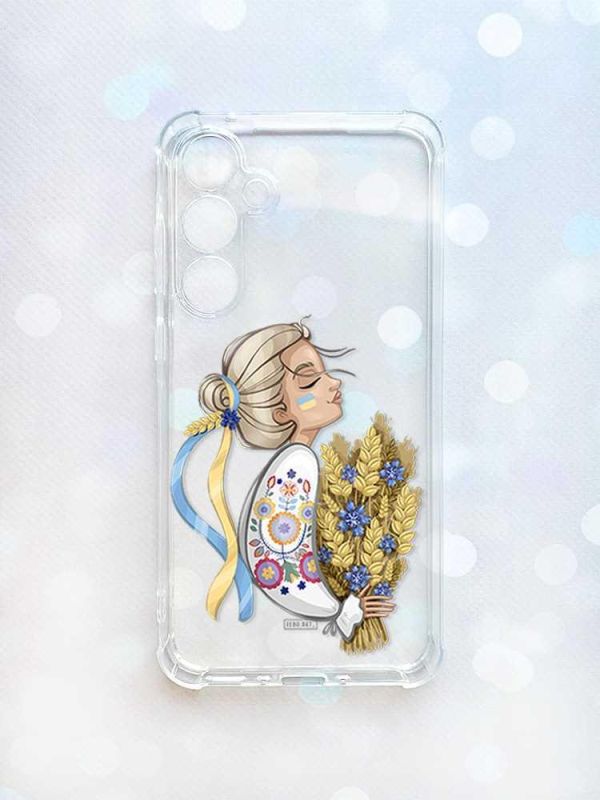 Чохол з потовщеними кутами на Samsung Galaxy A35 (A356) :: Українка з колосками (принт 173)