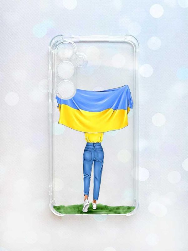 Чохол з потовщеними кутами на Samsung Galaxy A35 (A356) :: Дівчина з прапором (принт 263)
