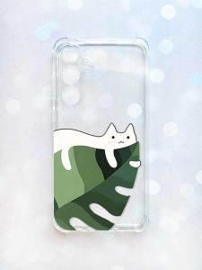 Чохол з потовщеними кутами на Samsung Galaxy A35 (A356) :: Кіт на листку (принт 367)