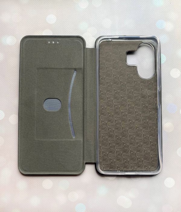 Чохол-книжка з малюнком для Xiaomi Redmi 13C/Poco C65 Чорний :: Рожеві квіти (принт 287)