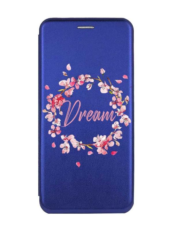 Чохол-книжка з малюнком для Xiaomi Redmi 13C/Poco C65 Синій :: Віночок з сакури (принт 284)