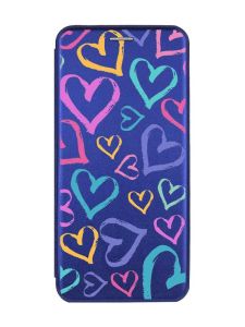 Чохол-книжка з малюнком для Samsung Galaxy А25 (A256) Синій :: Різнокольорові сердечка (принт 332)
