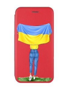Чохол-книжка з малюнком для Xiaomi Redmi 12 Червоний :: Дівчина з прапором (принт 263)