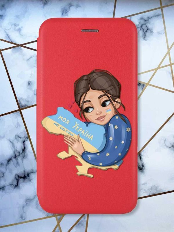 Чохол-книжка з малюнком для Xiaomi Redmi 12 Червоний :: Моя Україна (принт 2)