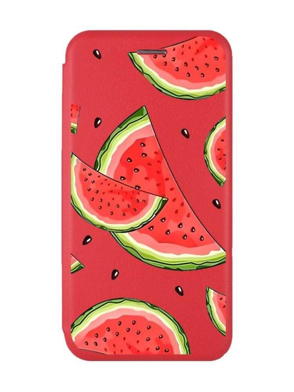 Чохол-книжка з малюнком для Xiaomi Redmi 12 Червоний :: Скибки кавуна (принт 342)