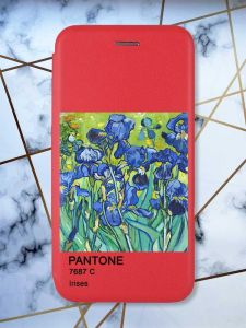 Чохол-книжка з малюнком для Xiaomi Redmi 12 Червоний :: Іриси (принт 75)