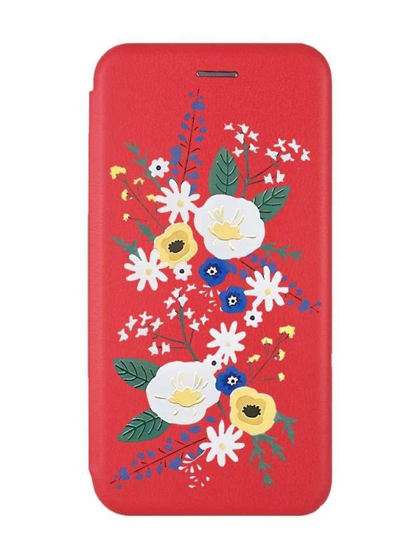 Чохол-книжка з малюнком для Xiaomi Redmi 12 Червоний :: Квіти. Акварель (принт 271)