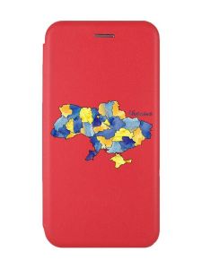 Чохол-книжка з малюнком для Xiaomi Redmi 12 Червоний :: Карта України (принт 261)