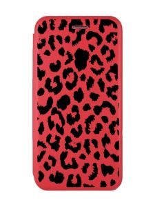 Чохол-книжка з малюнком для Xiaomi Redmi 12 Червоний :: Леопардовий принт (принт 374)