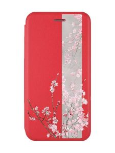 Чохол-книжка з малюнком для Xiaomi Redmi 12 Червоний :: Сакура у цвіті (принт 286)