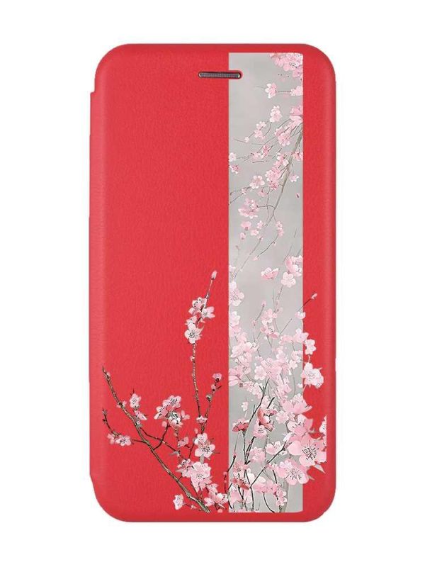 Чохол-книжка з малюнком для Xiaomi Redmi 12 Червоний :: Сакура у цвіті (принт 286)
