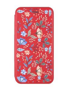 Чохол-книжка з малюнком для Xiaomi Redmi 12C Червоний :: Квітковий фон (принт 371)