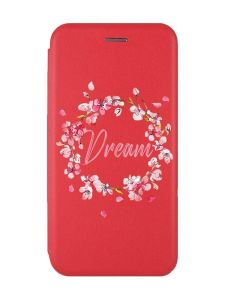 Чохол-книжка з малюнком для Xiaomi Redmi 12 Червоний :: Віночок з сакури (принт 284)