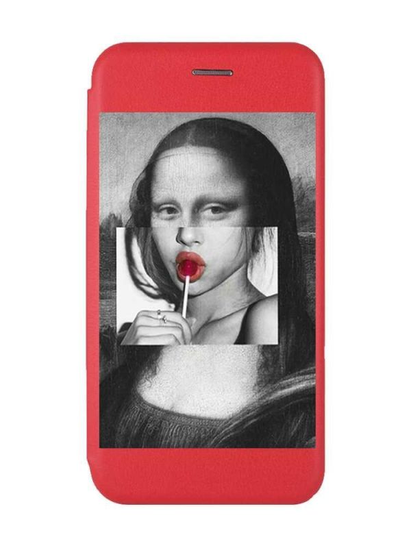 Чохол-книжка з малюнком для Xiaomi Redmi 12 Червоний :: Сучасна Мона Ліза (принт 351)
