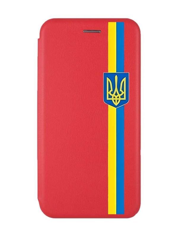 Чохол-книжка з малюнком для Xiaomi Redmi 12 Червоний :: Стрічка Україна (принт 253)
