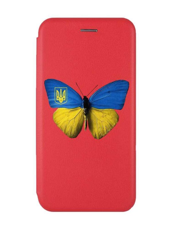 Чохол-книжка з малюнком для Xiaomi Redmi 12 Червоний :: Метелик Україна (принт 255)