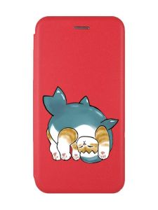 Чохол-книжка з малюнком для Xiaomi Redmi 12C Червоний :: Котик акула (принт 378)