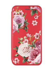 Чохол-книжка з малюнком для Xiaomi Redmi 12C Червоний :: Рожеві квіти (принт 287)