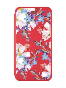 Чохол-книжка з малюнком для Xiaomi Redmi 12C Червоний :: Квітковий малюнок (принт 272)