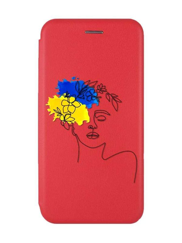 Чохол-книжка з малюнком для Xiaomi Redmi 12C Червоний :: Українка Арт (принт 3)
