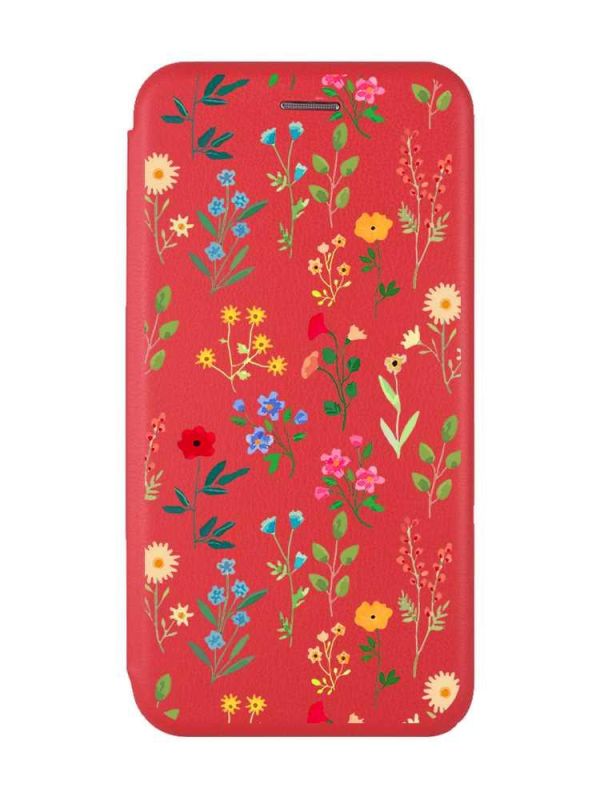 Чохол-книжка з малюнком для Xiaomi Redmi 12C Червоний :: Квітковий фон (принт 269)