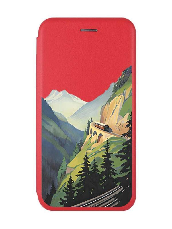 Чохол-книжка з малюнком для Xiaomi Redmi 12C Червоний :: Пейзаж. Гори (принт 87)