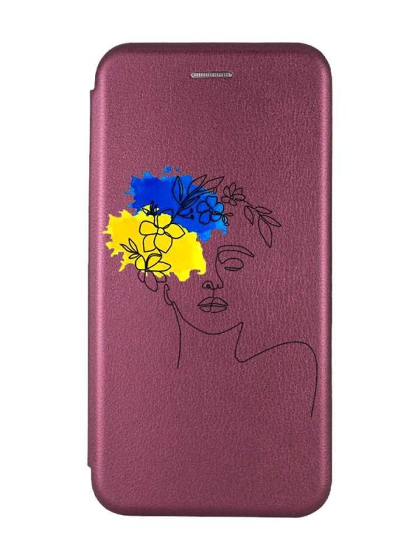 Чохол-книжка з малюнком для Samsung Galaxy A25 (A256) Бордовий :: Українка Арт (принт 3)