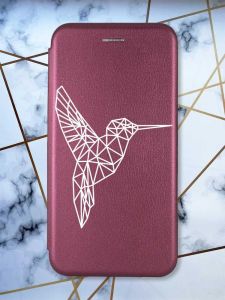 Чохол-книжка з малюнком для Samsung Galaxy A25 (A256) Бордовий :: Колібрі (принт 123)