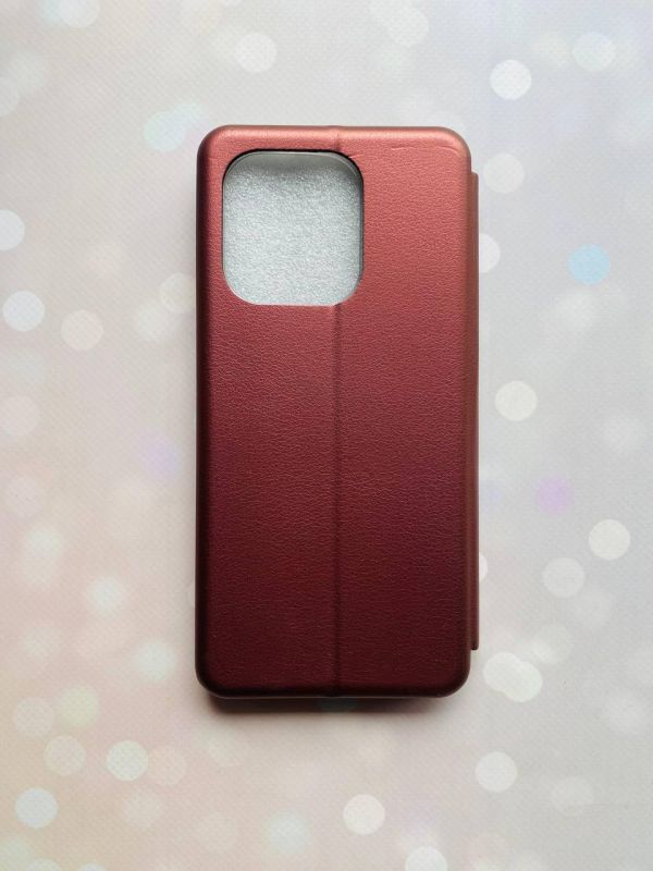 Чохол-книжка з малюнком для Xiaomi Redmi Note 13 4G Бордовий :: Лисиця (принт 127)