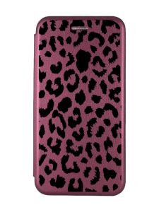 Чохол-книжка з малюнком для Xiaomi Redmi Note 13 4G Бордовий :: Леопардовий принт (принт 374)