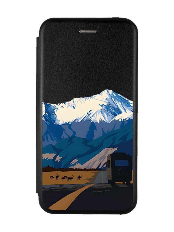 Чохол-книжка з малюнком для Xiaomi Redmi 13C/Poco C65 Чорний :: Пейзаж. Гори (принт 85)