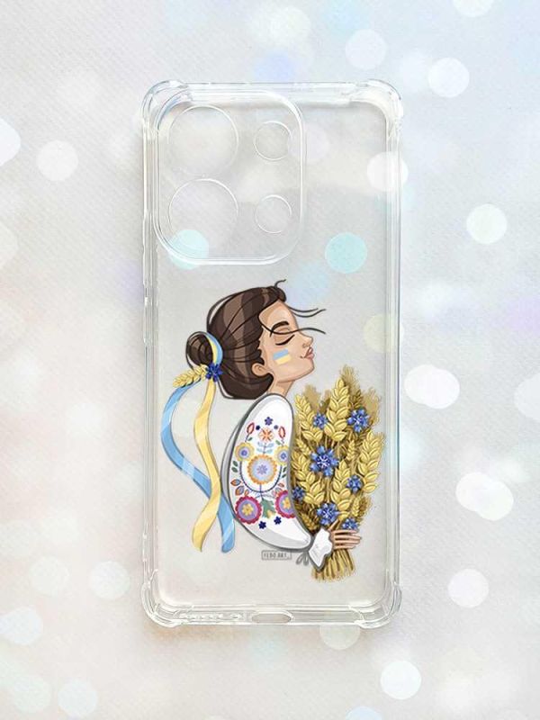 Чохол з потовщеними кутами на Xiaomi Redmi Note 13 4G :: Українка з колосками (принт 172)