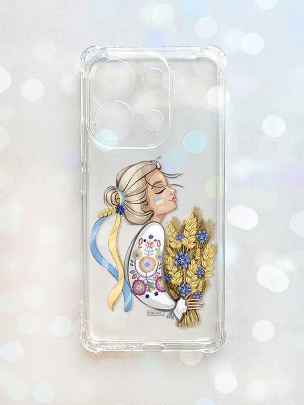 Чохол з потовщеними кутами на Xiaomi Redmi Note 13 4G :: Українка з колосками (принт 173)