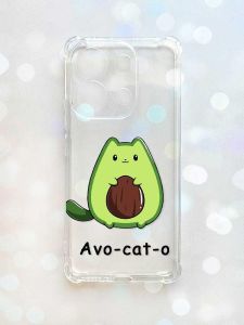 Чохол з потовщеними кутами на Xiaomi Redmi Note 13 4G :: Котик Авокадо (принт 306)