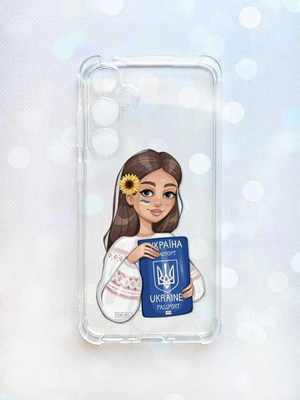 Чохол з потовщеними кутами на Samsung Galaxy A35 (A356) :: Дівчина з паспортом (принт 12)