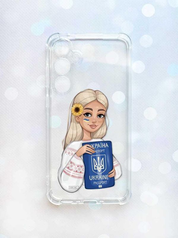 Чохол з потовщеними кутами на Samsung Galaxy A35 (A356) :: Дівчина з паспортом (принт 13)