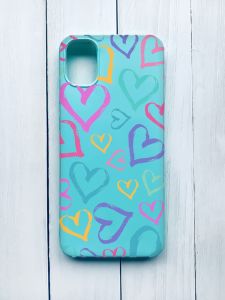 Матовий чохол для Samsung Galaxy A51 (2020)/A515 Бірюзовий :: Різнокольорові сердечка (принт 332)