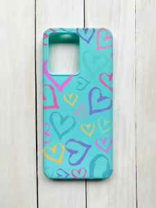 Матовий чохол на Xiaomi Redmi Note 12 Бірюзовий :: Різнокольорові сердечка (принт 332)