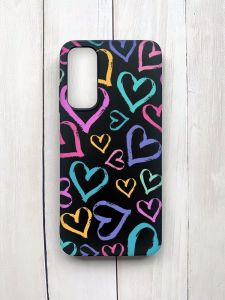 Матовий чохол на Samsung Galaxy A05s (A057) Чорний :: Різнокольорові сердечка (принт 332)
