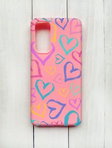 Матовий чохол на Samsung Galaxy M54 Рожевий :: Різнокольорові сердечка (принт 332)