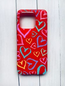 Матовий чохол на Xiaomi Redmi 12C Червоний :: Різнокольорові сердечка (принт 332)