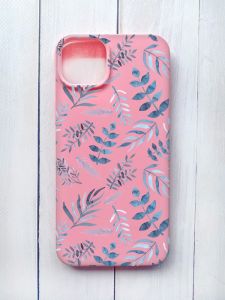 Матовий чохол на iPhone 15 Plus Рожевий :: Рослинний фон (принт 276)