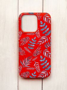 Матовий чохол на iPhone 15 Pro Червоний :: Рослинний фон (принт 276)
