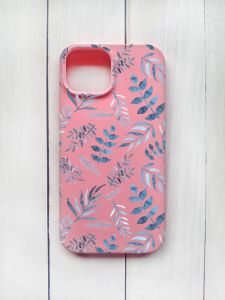 Матовий чохол на iPhone 15 Рожевий :: Рослинний фон (принт 276)