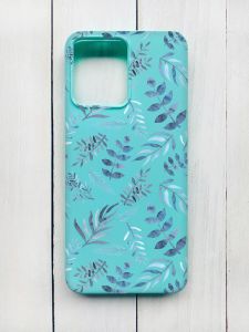 Матовий чохол на Xiaomi Redmi 12 Бірюзовий :: Рослинний фон (принт 276)