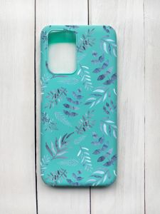 Матовий чохол на Xiaomi Redmi 10 Бірюзовий :: Рослинний фон (принт 276)