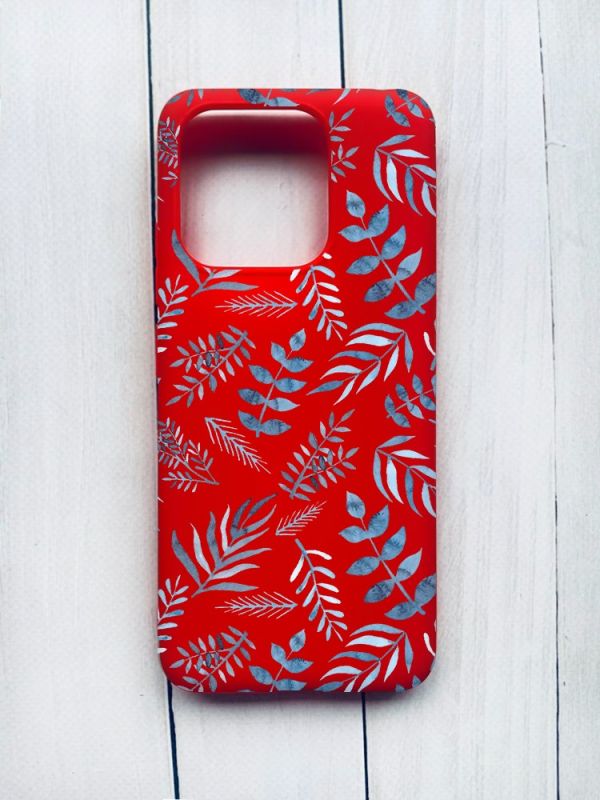 Матовий чохол на Xiaomi Redmi 12C Червоний :: Рослинний фон (принт 276)