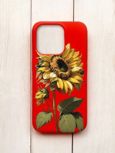 Матовий чохол на iPhone 15 Pro Червоний :: Соняшник (принт 274)