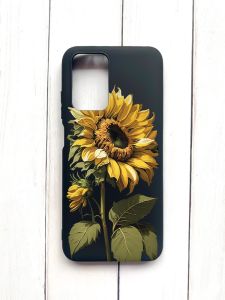 Матовий чохол на Xiaomi Redmi 10 Чорний :: Соняшник (принт 274)